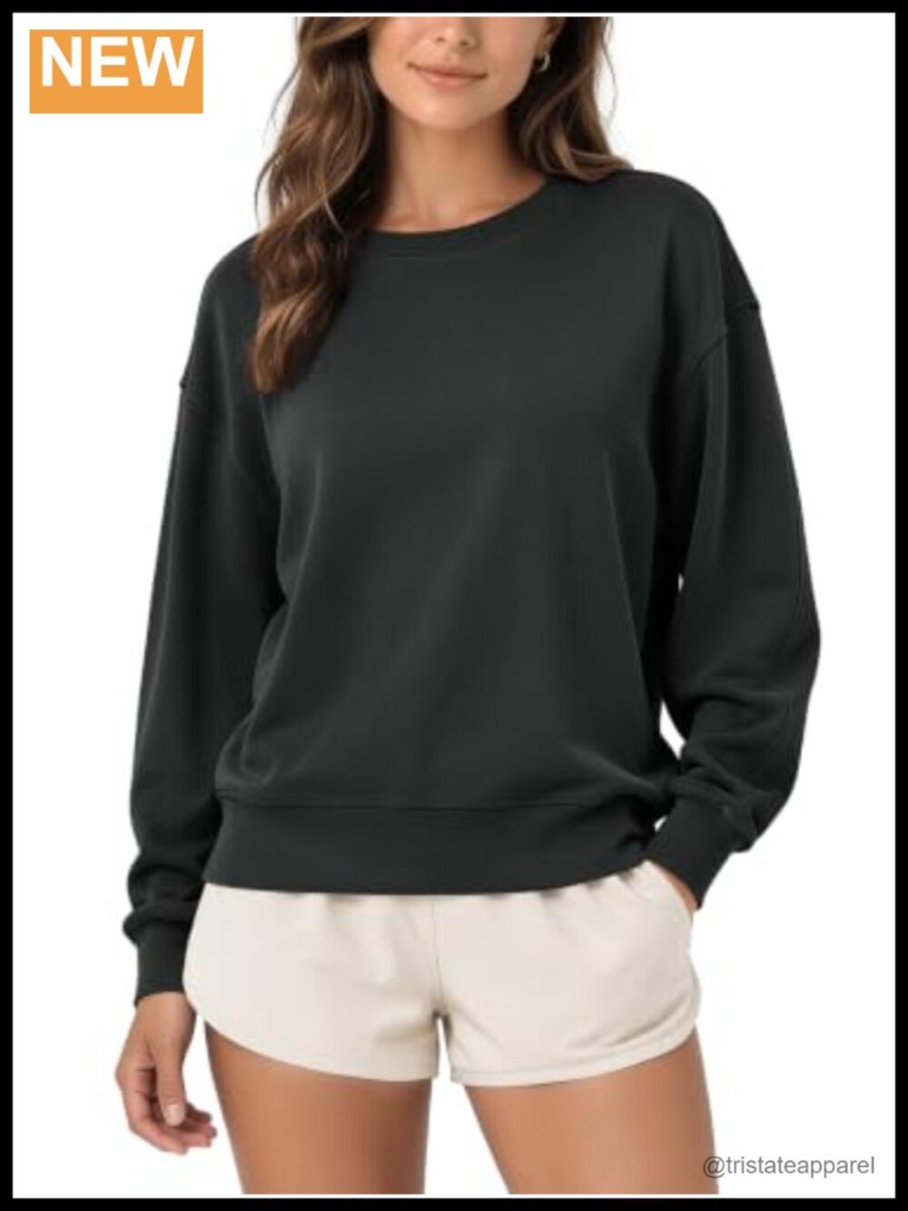 Modal Soft Crew Neck Oversized Sweatshirt Long Sleeve Relaxed Pullover Top
